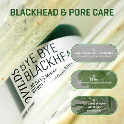🍃 LOVILDS™ Bye Bye Blackhead Bubble Cleanser – 30-Day Miracle Green Tea Face Wash & Mask